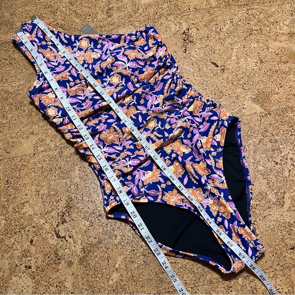 J Crew Ruched One Shoulder One Piece Floral Block Print Swimsuit NWT Sz 0 - Picture 16 of 16